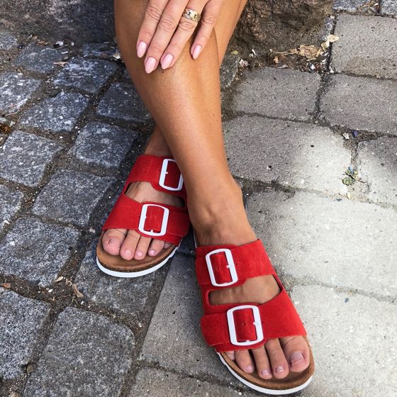 Julia Leather Sandal Red fra Vero Moda