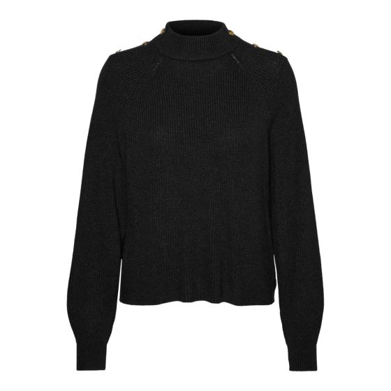 genopfyldning Illustrer lindre Vero Moda Strik - VMHolly Button LS Highneck Blouse - 10272339_Black